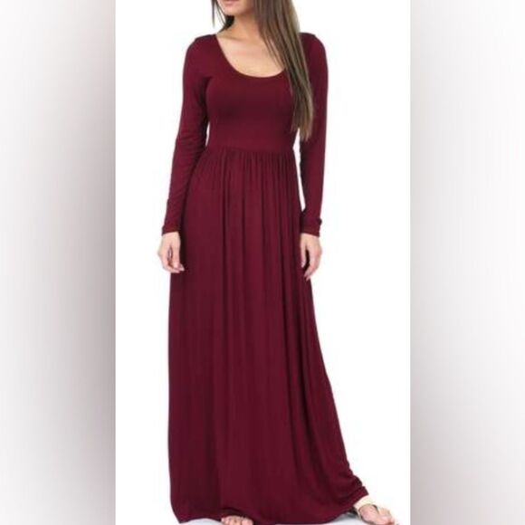 Dresses & Skirts - Rags & Couture Elegant Burgundy Long Sleeve Maxi Dress